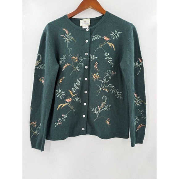 Susan Bristol Cardigan Lambswool/Angora Rabbit Sweater Embroidered PETITE SMALL - Picture 5 of 13